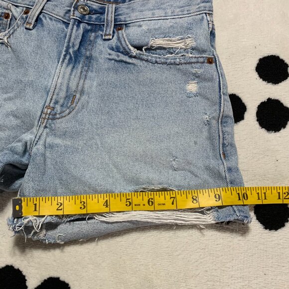 Abercrombie & Fitch Mid Rise Boyfriend Distressed Denim Raw Hem Jean Shorts - Picture 16 of 16